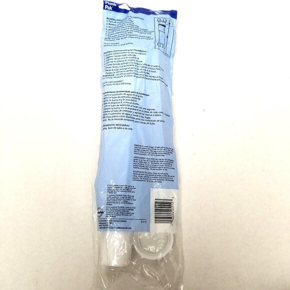 1-1/2 x 12 Extension Tube White PVC Sink Drain P-Trap New Sealed PlumbPak USA - Picture 4 of 5